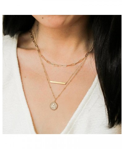 Layered Gold Necklace for Women - 14K Gold Plated Initial Necklaces for Women Dainty Coin Letter Necklace Layered Necklace Se...