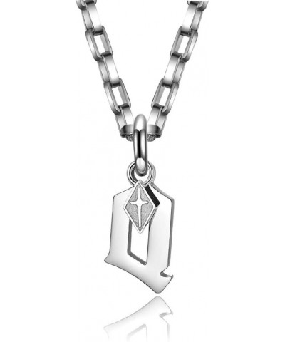 Silver Cross Initial Necklaces for Men and Women Titanium Stainless Steel Letter Alphabet Necklace Small Cross Pendant Neckla...