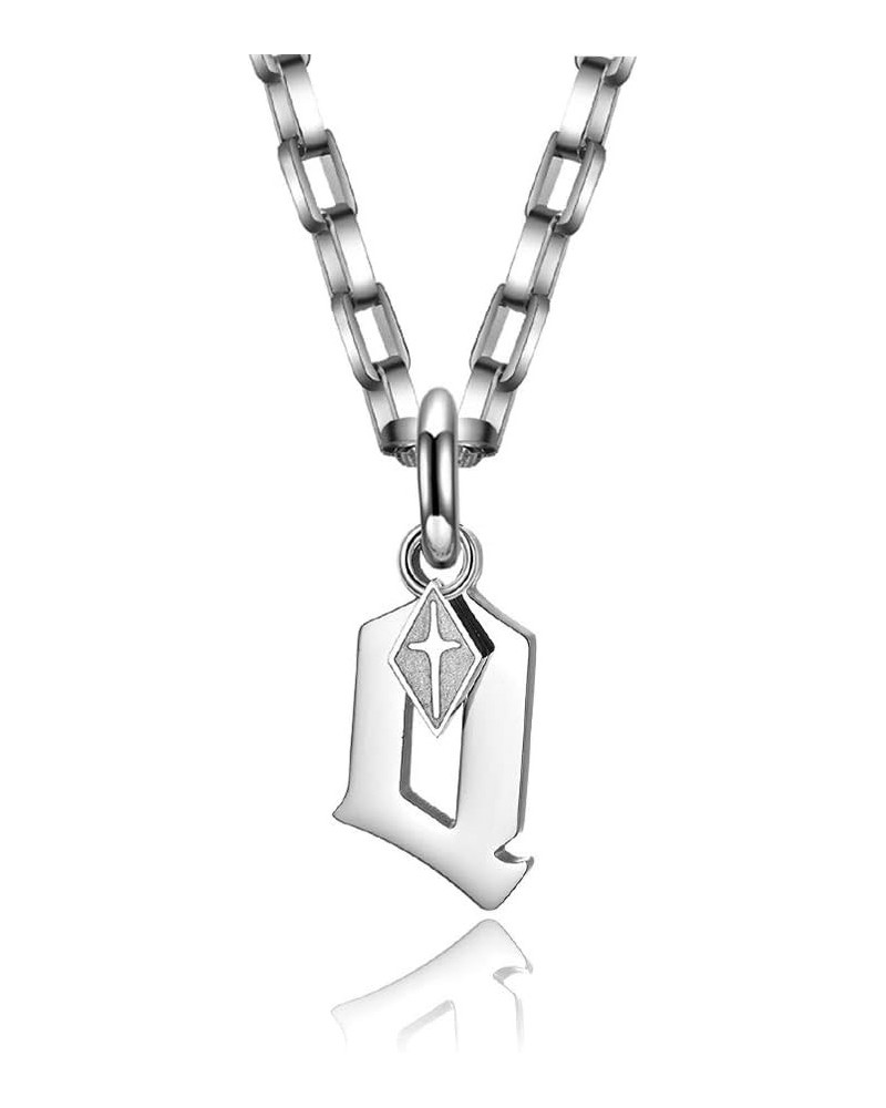 Silver Cross Initial Necklaces for Men and Women Titanium Stainless Steel Letter Alphabet Necklace Small Cross Pendant Neckla...