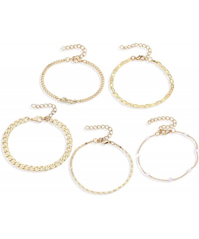 Dainty Gold and Silver Chain Bracelets Set for Women 18K Gold Plated Link Chain Bracelet for Women Trendy Silver Gold Stackab...