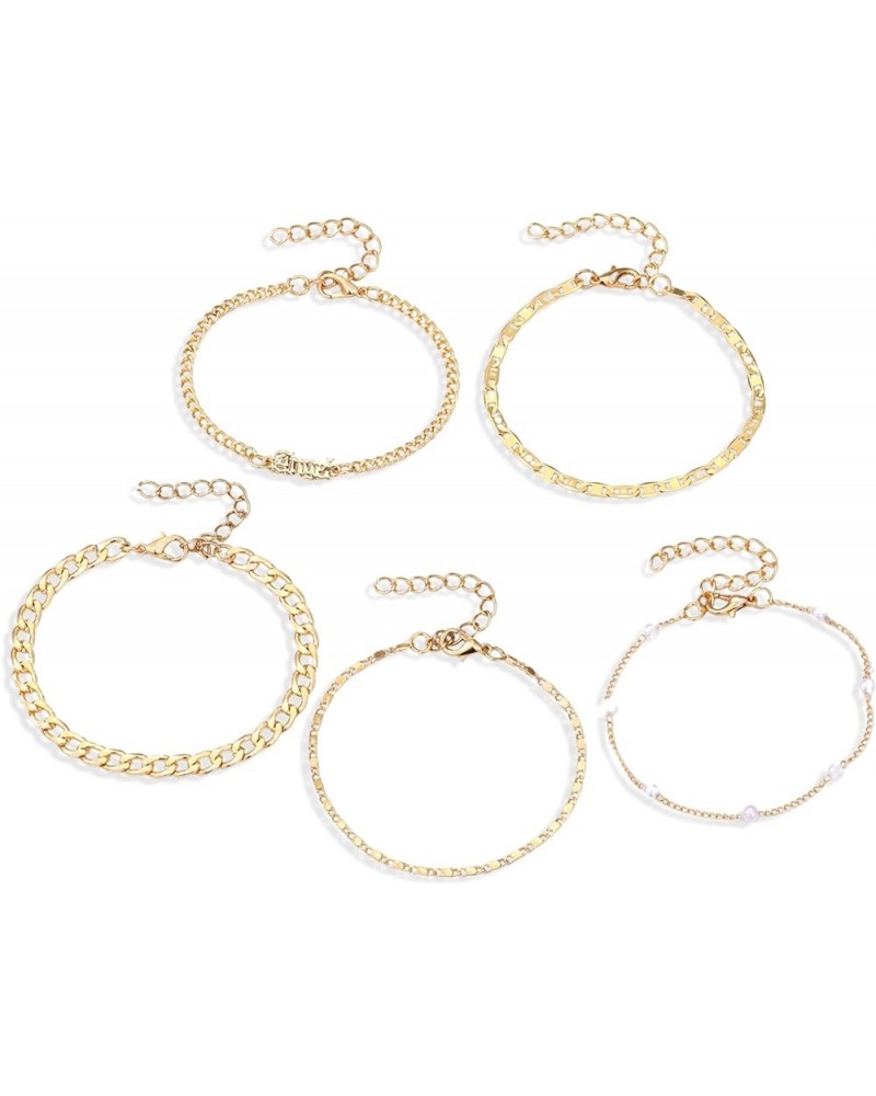 Dainty Gold and Silver Chain Bracelets Set for Women 18K Gold Plated Link Chain Bracelet for Women Trendy Silver Gold Stackab...