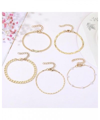 Dainty Gold and Silver Chain Bracelets Set for Women 18K Gold Plated Link Chain Bracelet for Women Trendy Silver Gold Stackab...