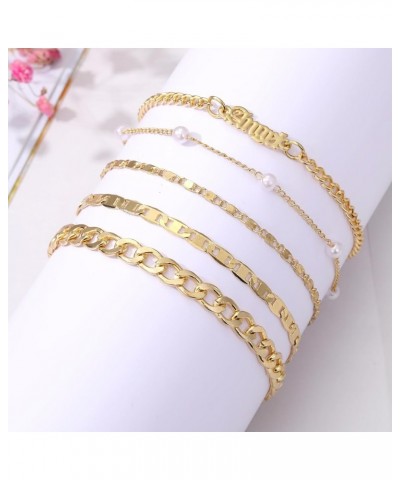 Dainty Gold and Silver Chain Bracelets Set for Women 18K Gold Plated Link Chain Bracelet for Women Trendy Silver Gold Stackab...