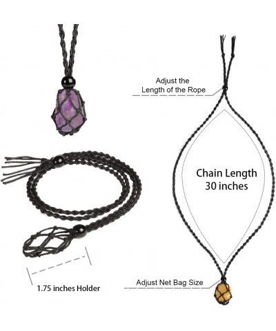 Natural unprocessed crystal raw stone hand woven rope adjustable necklace pendant for both men and women Style1 $6.88 Necklaces