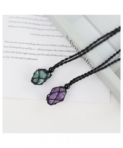 Natural unprocessed crystal raw stone hand woven rope adjustable necklace pendant for both men and women Style1 $6.88 Necklaces