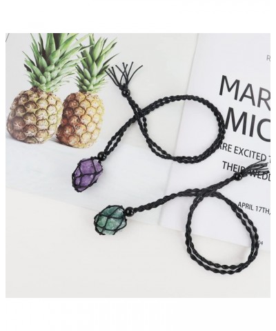 Natural unprocessed crystal raw stone hand woven rope adjustable necklace pendant for both men and women Style1 $6.88 Necklaces