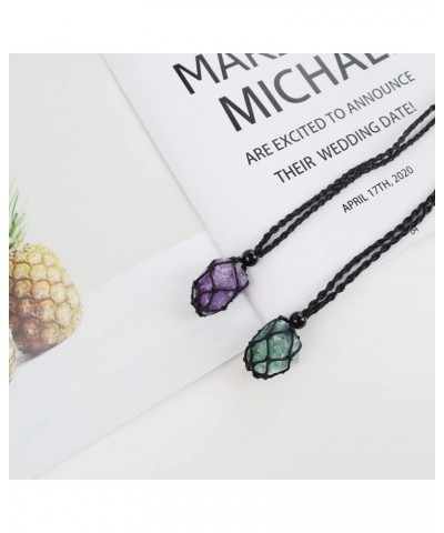 Natural unprocessed crystal raw stone hand woven rope adjustable necklace pendant for both men and women Style1 $6.88 Necklaces