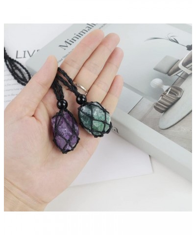 Natural unprocessed crystal raw stone hand woven rope adjustable necklace pendant for both men and women Style1 $6.88 Necklaces