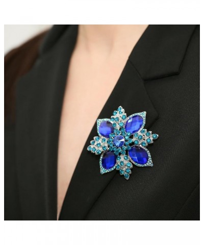 Premium Maple Leaf Brooch for Women Rhinestone Crystal Leaf Brooch Pin Maple Leaf Brooch B-blue $8.54 Brooches & Pins