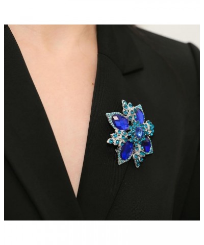 Premium Maple Leaf Brooch for Women Rhinestone Crystal Leaf Brooch Pin Maple Leaf Brooch B-blue $8.54 Brooches & Pins