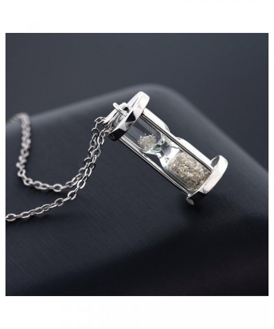 925 Sterling Silver Hourglass Pendant With 0.75 Ct Gemstone Dust 18 Inches Chain White Diamond $19.23 Necklaces