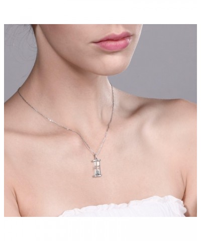 925 Sterling Silver Hourglass Pendant With 0.75 Ct Gemstone Dust 18 Inches Chain White Diamond $19.23 Necklaces