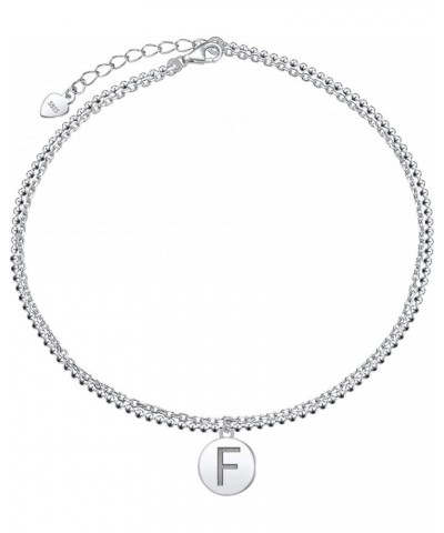 Initials Anklet for Women S925 Sterling Silver Adjustable Foot Ankle Bracelet with Letter F Disc $6.59 Anklets