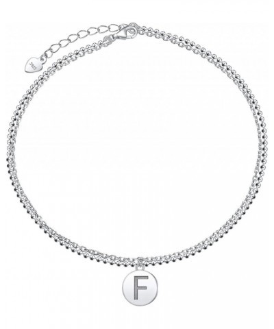 Initials Anklet for Women S925 Sterling Silver Adjustable Foot Ankle Bracelet with Letter F Disc $6.59 Anklets