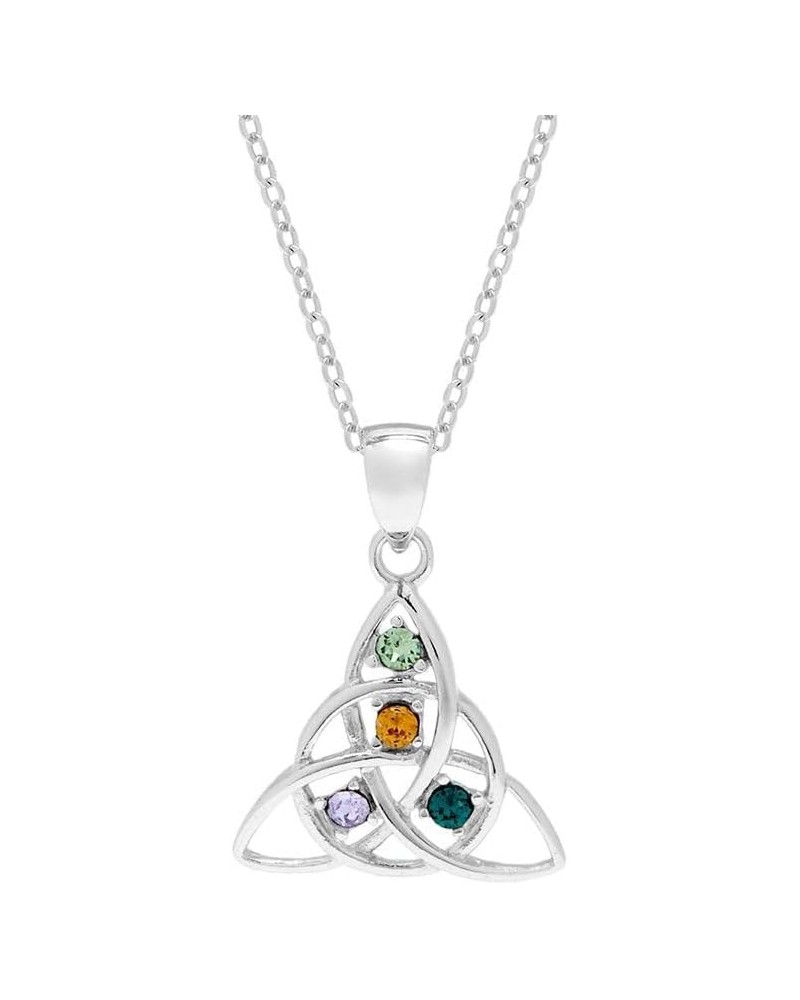 Personalized 4 Stone Celtic Trinity Knot Birthstone Pendant (16", 18" or 20" long chain) - Custom Birthstone Necklaces for Mo...