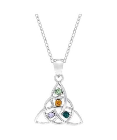 Personalized 4 Stone Celtic Trinity Knot Birthstone Pendant (16", 18" or 20" long chain) - Custom Birthstone Necklaces for Mo...