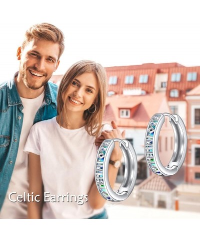 Viking Celtic Hoop Earring Sterling Silver Celtic Knot Dangle Earring for Women abalone $17.15 Earrings