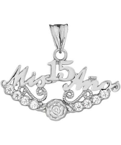 Fine Sterling Silver CZ Mis 15 Anos Quinceanera Pendant Necklace 20.0 Inches $16.28 Necklaces