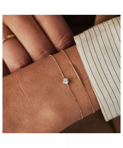 18K Gold Moissanite Bracelet for Women,Dainty Adjustable Extension Chain Bracelet with Moissanite,Fashion Jewelry Gifts for H...