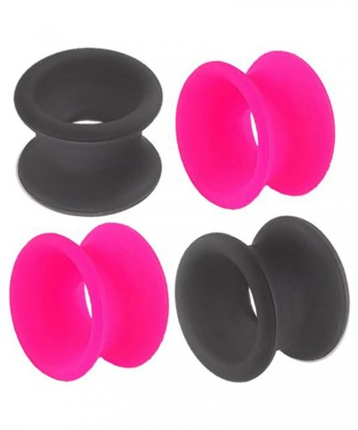 Black Pink Implant Grade sili Double Flare Tunnels Ear Plugs SI02 4Pcs $9.05 Others