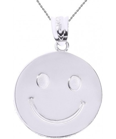 925 Sterling Silver Smiley Face Pendant Necklace 16.0 Millimeters $23.02 Necklaces