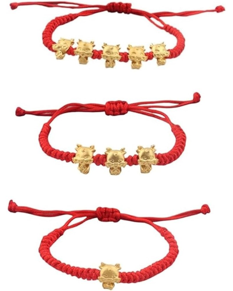 2024 New Year of Dragon Red String Braided Bracelet Handwoven Adjustable Chinese Zodiac Animal Dragon Charm Bracelet Lucky Fe...