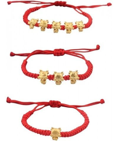 2024 New Year of Dragon Red String Braided Bracelet Handwoven Adjustable Chinese Zodiac Animal Dragon Charm Bracelet Lucky Fe...