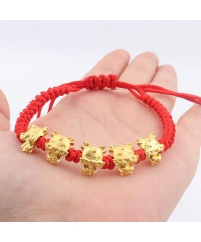 2024 New Year of Dragon Red String Braided Bracelet Handwoven Adjustable Chinese Zodiac Animal Dragon Charm Bracelet Lucky Fe...