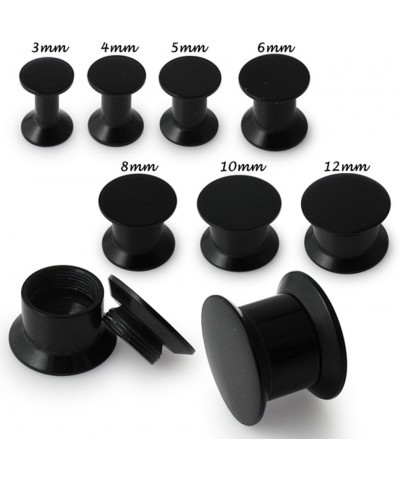 Black UV Acrylic Double Flat Flared Internally Threaded Ear Plugs - Sold by Piece 3.0 Millimeters $8.84 Body Jewelry