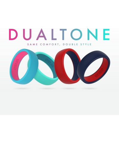 Dual Tone Silicone Wedding Ring – Two Tone Hypoallergenic Wedding Band – Comfortable Band for Active Lifestyle - Medical Grad...