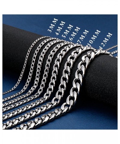 Cuban Chain Necklace 316L Stainless Steel Curb Link Chain for Women Men 3/4/5/6/7/10mm Width,18/20/22/24/26/28 inch Length 26...