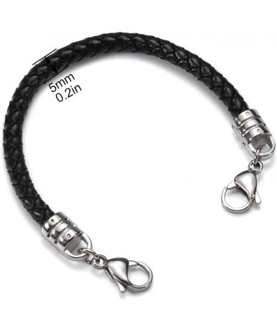 Medical Alert ID Bracelet Replacement Chain, Interchangeable Leather Rope Medical ID Bracelets Band Black 5.5 Inches $9.59 Br...