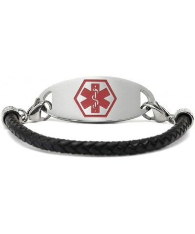 Medical Alert ID Bracelet Replacement Chain, Interchangeable Leather Rope Medical ID Bracelets Band Black 5.5 Inches $9.59 Br...