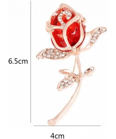 Crystal Rhinestone Rose Flower Brooch for Women Red Flowers Lapel Brooch Pin for for Hat Bag Suit Tie Accessories Valentine W...