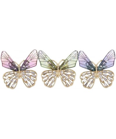 3Pcs Butterfly Crystal Brooch Pins Transparent Wings Butterfly Sweater Coat Collar Pin Weddings Office Party Scarf Pin Jewelr...