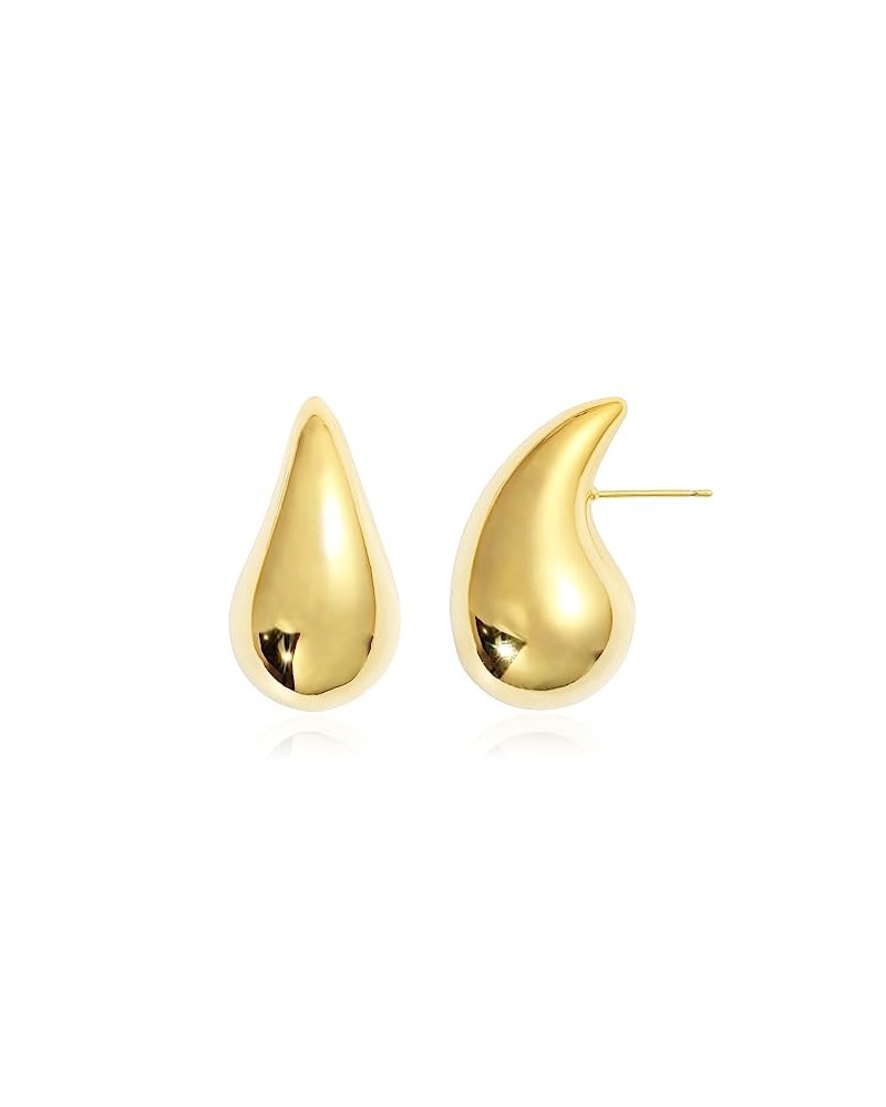 Extra Large Dupes Hoops Earrings for Women Chubby Chunky Water Drop Teardrop Statement Earrings-18K Gold 32mm-Gold $13.86 Ear...