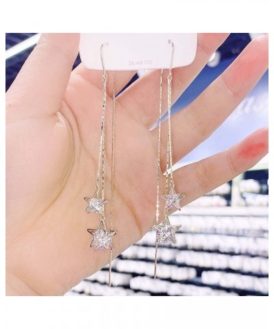 Meteor Star Pendant Earrings for Women Girls Jewelry Gold Silver Lucky Star Dangle Earrings Long Star Tassel Drop Earrings Ta...