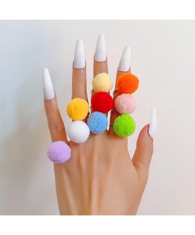 Cartoon Geometric Irregular Womens Rings| Colorful Cute Stacking Rings | Rings for Women Set One Size 9 Pcs Puff Balls Rings ...