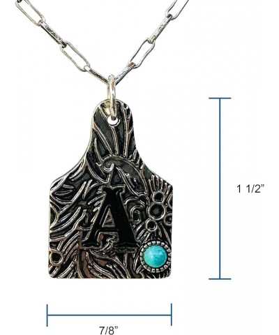 Western Boho Cattle Tag Letter A-Z with Turquoise Pendant Initial Monogram Necklace T $11.59 Necklaces