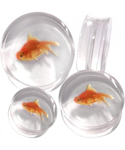 4g (5mm) to (48mm) Goldfish Acrylic Logo Double Flare Plug with Inlaid Design MoDTanOiz (1 Pair) 10mm , GOLD FISH $10.48 Body...