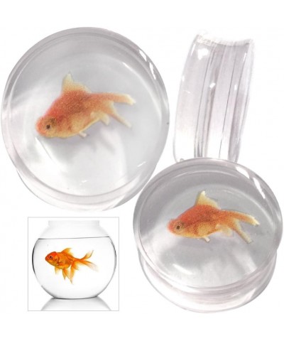 4g (5mm) to (48mm) Goldfish Acrylic Logo Double Flare Plug with Inlaid Design MoDTanOiz (1 Pair) 10mm , GOLD FISH $10.48 Body...