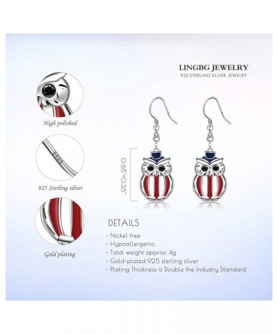 American Flag Earrings 925 Sterling Silver 4th of July Earrings US Flag Earrings for Women Independence Day Earrings Celebrat...