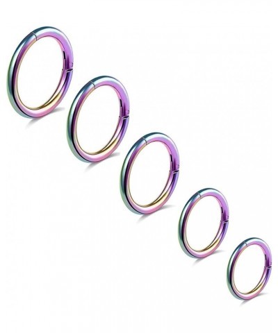 5Pcs G23 Titanium Nose Rings 16G/18G/20G Hinged Clicker Segment Nose Rings Hoop Lip Septum rings Multi-Color Tragus Cartilage...