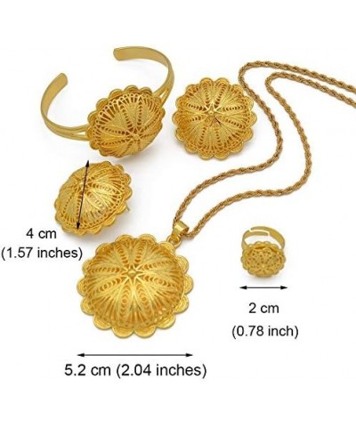 Handmade Ethiopian Jewelry Sets Pendant Necklaces Earrings Ring Bangles for Womens Gold Color Eritrean African Bride Gifts - ...