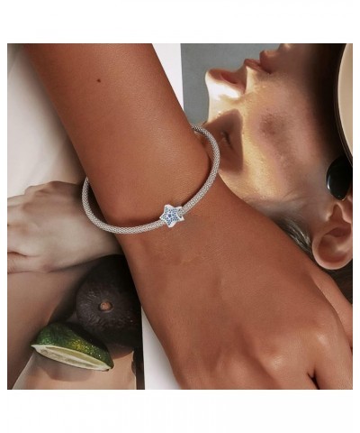 Inspirational Stars Charm Openwork Clear CZ Bead Mothers Day Gift fit Pandora Bracelet Bule Star $7.97 Bracelets