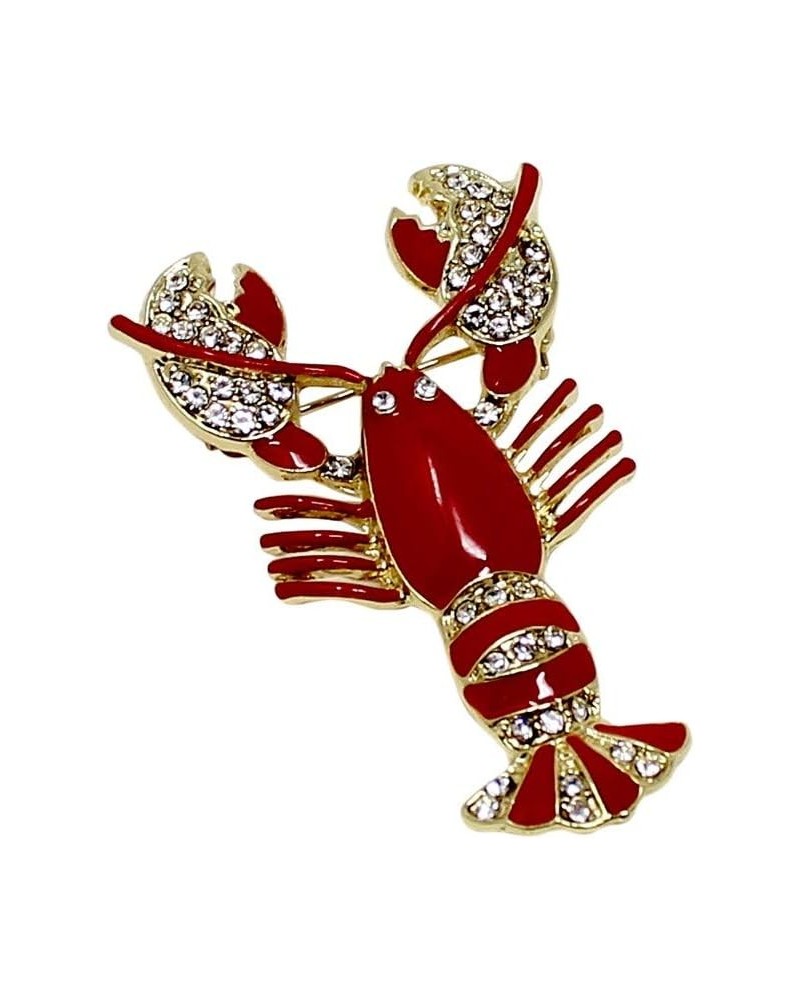 Red Lobster Brooch Pin Crystals Gold Tone $8.99 Brooches & Pins