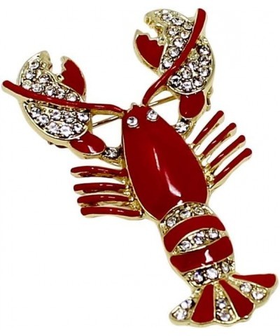 Red Lobster Brooch Pin Crystals Gold Tone $8.99 Brooches & Pins