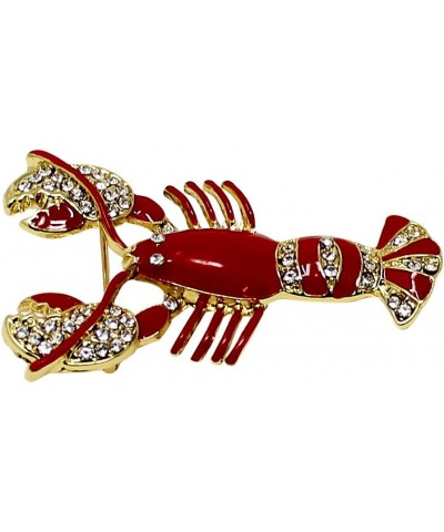 Red Lobster Brooch Pin Crystals Gold Tone $8.99 Brooches & Pins