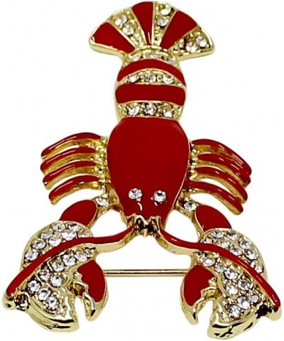 Red Lobster Brooch Pin Crystals Gold Tone $8.99 Brooches & Pins