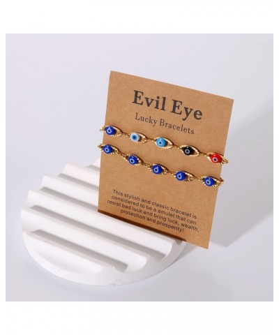 2 Pcs Evil Eye Bracelets for Women Men Girl,18K Gold Plated ，Handmade Adjustable Lucky Bracelet,Evil Eyes Jewelry for Best Fr...